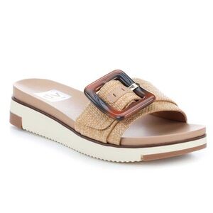 DV by Dolce Vita Women's Tan Buckle Slide Sandals Caster